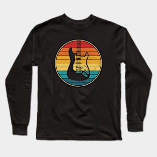 Retro Vintage Circle Sunset S-Style Electric Guitar Long Sleeve T-Shirt